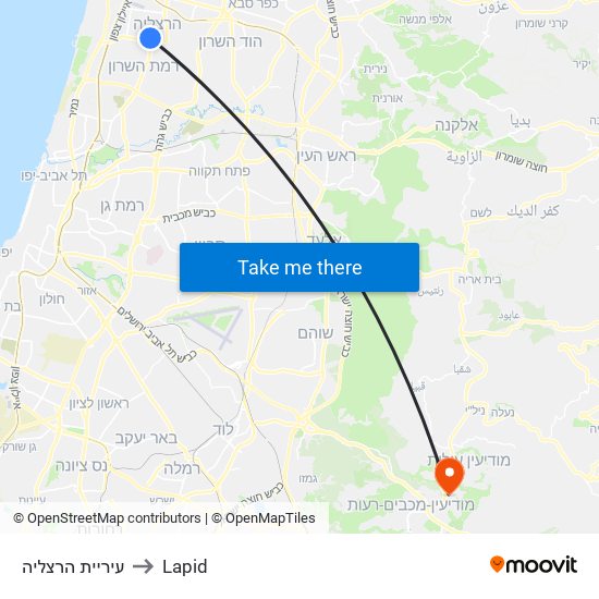 עיריית הרצליה to Lapid map