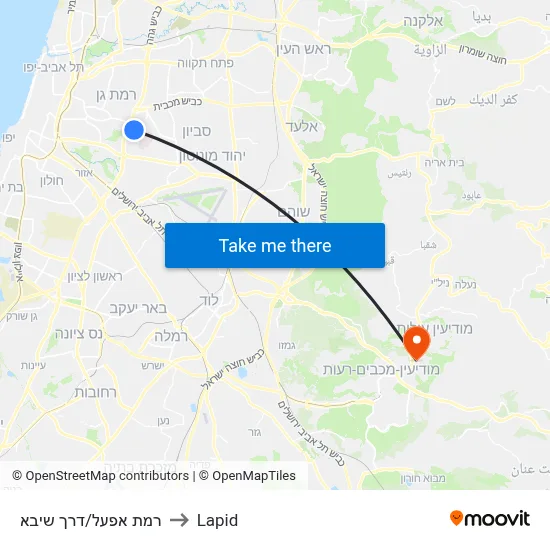 רמת אפעל/דרך שיבא to Lapid map