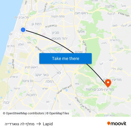 מחלף לה גווארדייה to Lapid map