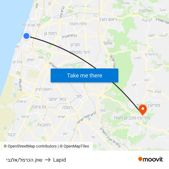 שוק הכרמל/אלנבי to Lapid map