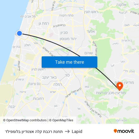 תחנת רכבת קלה אצטדיון בלומפילד to Lapid map