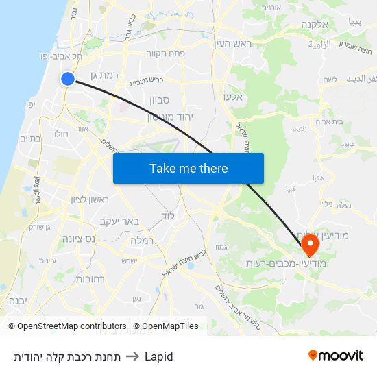 תחנת רכבת קלה יהודית to Lapid map