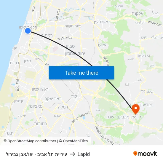 Tel Aviv-Yafo City Hall/Ibn Gabirol to Lapid map