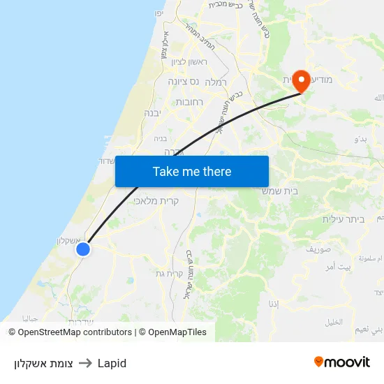 צומת אשקלון to Lapid map
