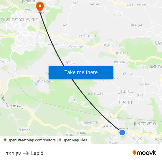 עין חמד to Lapid map