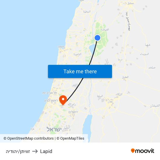 זוויתן/יהודיה to Lapid map