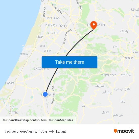 מלכי ישראל/יציאה צפונית to Lapid map