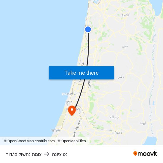 צומת נחשולים/דור to נס ציונה map