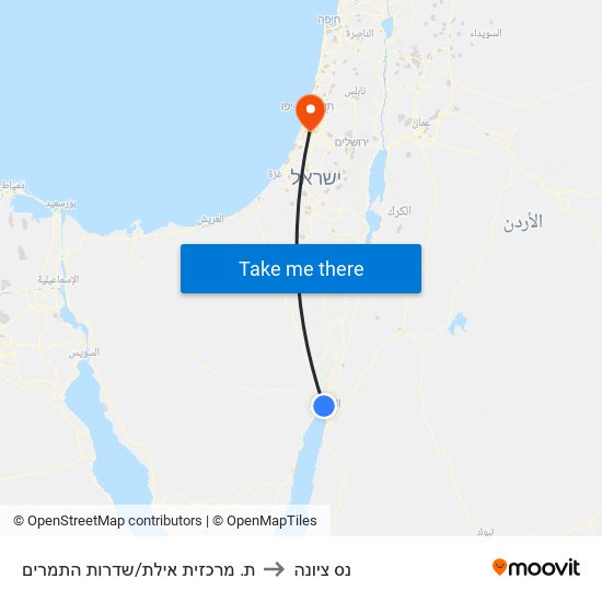 ת. מרכזית אילת/שדרות התמרים to נס ציונה map