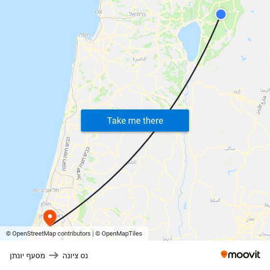 מסעף יונתן to נס ציונה map