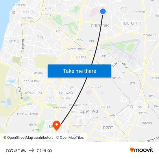 שער שלכת to נס ציונה map