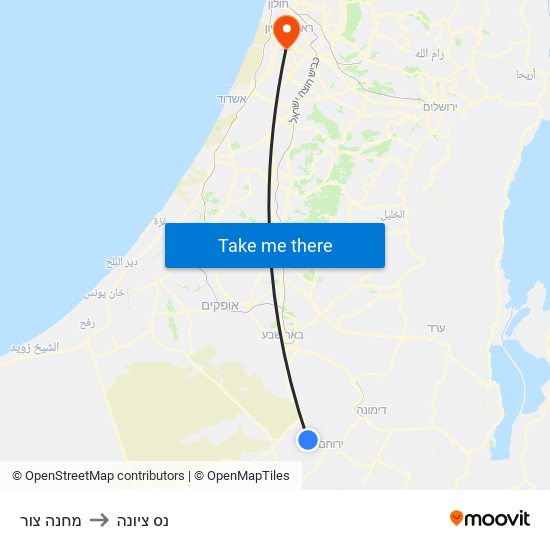 מחנה צור to נס ציונה map