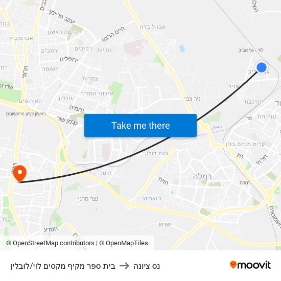 בית ספר מקיף מקסים לוי/לובלין to נס ציונה map