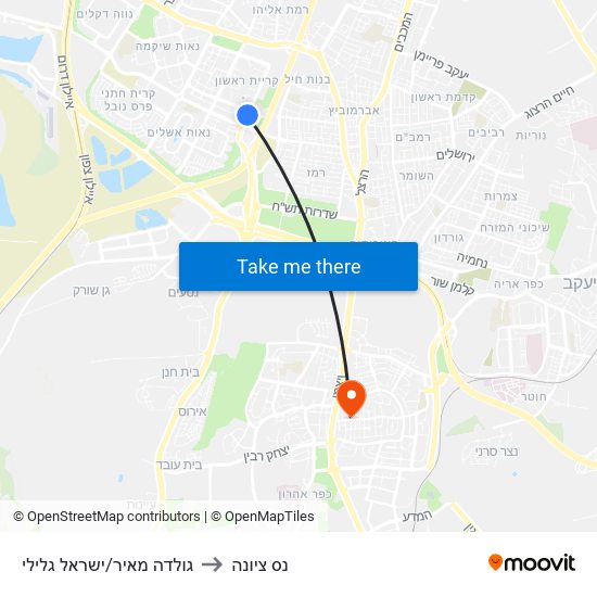 גולדה מאיר/ישראל גלילי to נס ציונה map