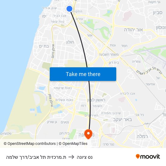 ת.מרכזית תל אביב/דרך שלמה to נס ציונה map