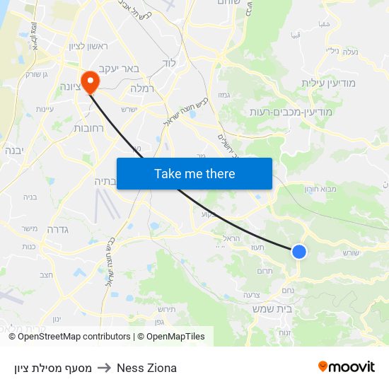 מסעף מסילת ציון to Ness Ziona map
