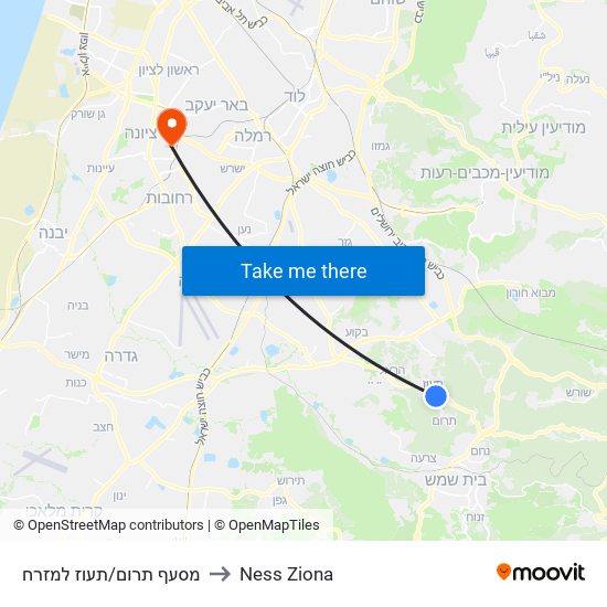 מסעף תרום/תעוז למזרח to Ness Ziona map