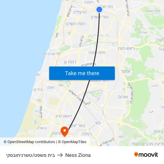 בית משפט/טשרניחובסקי to Ness Ziona map