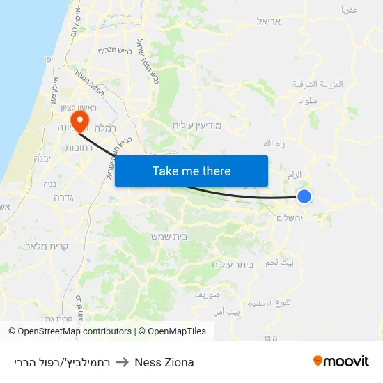 רחמילביץ'/רפול הררי to Ness Ziona map
