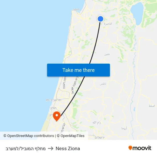 מחלף המוביל/למערב to Ness Ziona map
