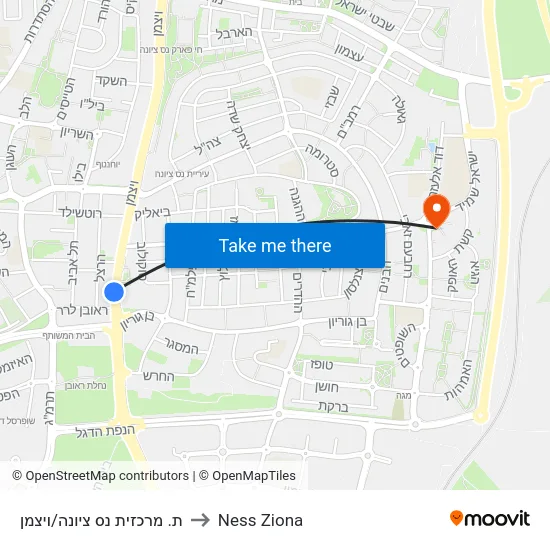 ת. מרכזית נס ציונה/ויצמן to Ness Ziona map