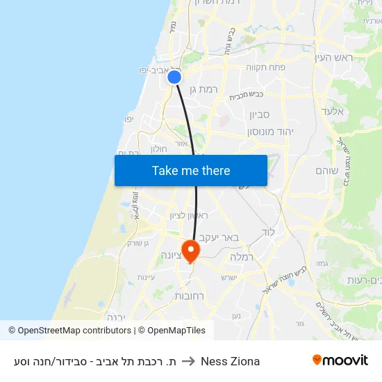 ת. רכבת תל אביב - סבידור/חנה וסע to Ness Ziona map
