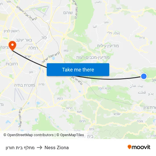 מחלף בית חורון to Ness Ziona map