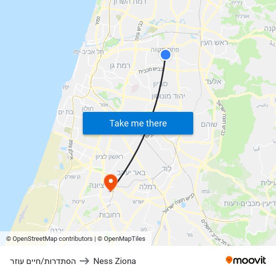 הסתדרות/חיים עוזר to Ness Ziona map