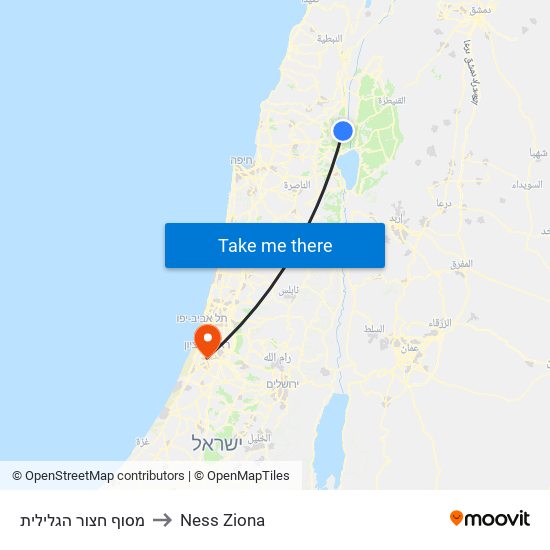 מסוף חצור הגלילית to Ness Ziona map