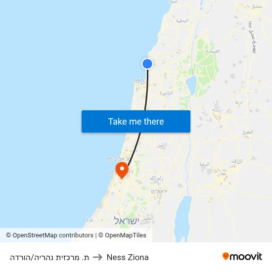 ת. מרכזית נהריה/הורדה to Ness Ziona map