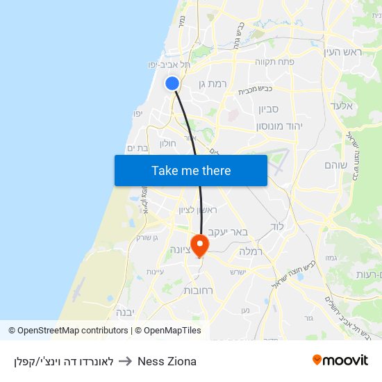 לאונרדו דה וינצ'י/קפלן to Ness Ziona map