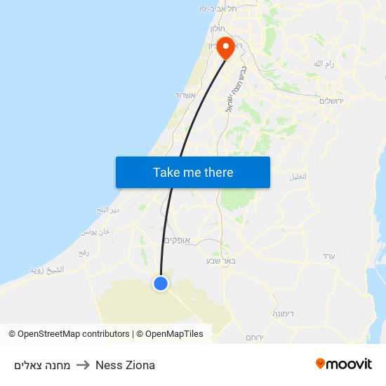 מחנה צאלים to Ness Ziona map