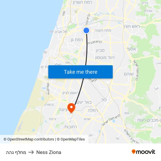 מחלף גהה to Ness Ziona map