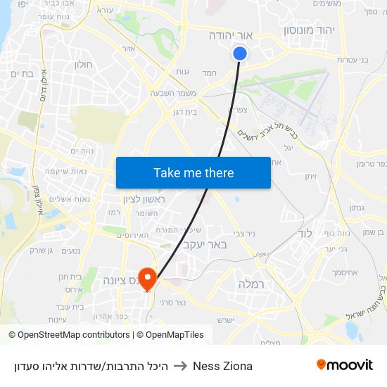 היכל התרבות/שדרות אליהו סעדון to Ness Ziona map