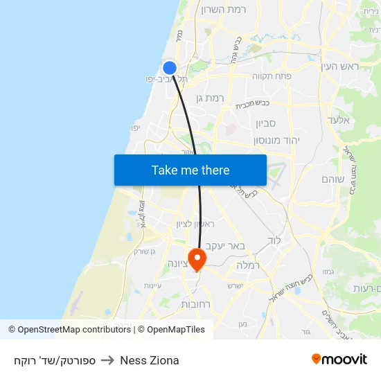 ספורטק/שד' רוקח to Ness Ziona map