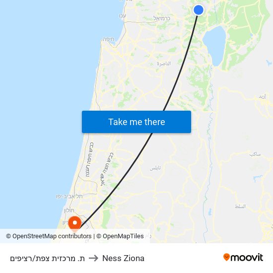 ת. מרכזית צפת/רציפים to Ness Ziona map