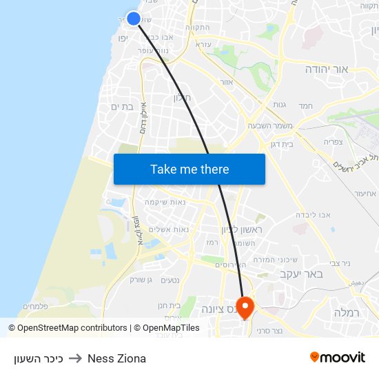 כיכר השעון to Ness Ziona map