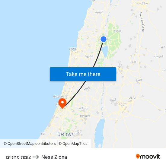 צומת מחניים to Ness Ziona map