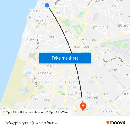 דרך בגין/אלנבי to שמואל הרופא map