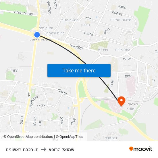 ת. רכבת ראשונים to שמואל הרופא map