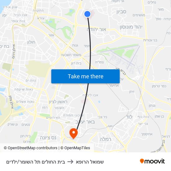 בית החולים תל השומר/ילדים to שמואל הרופא map