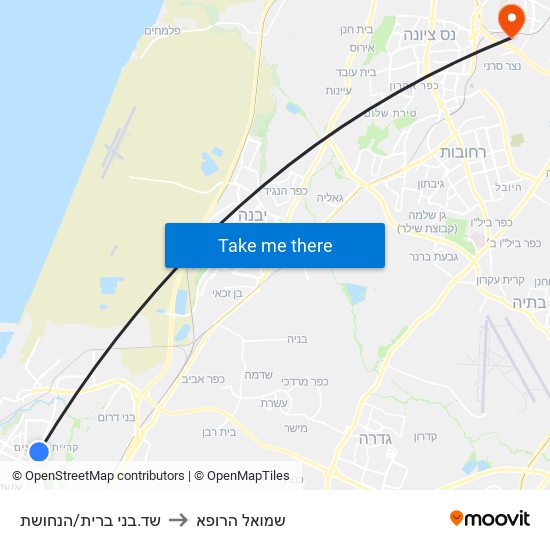 שד.בני ברית/הנחושת to שמואל הרופא map