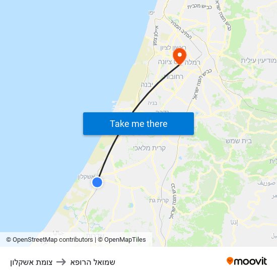 צומת אשקלון to שמואל הרופא map