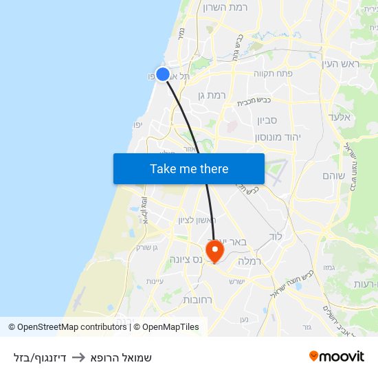 דיזנגוף/בזל to שמואל הרופא map