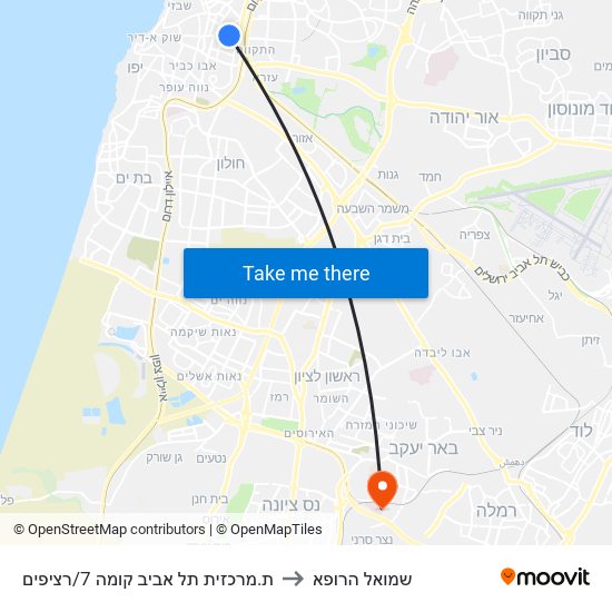 ת.מרכזית תל אביב קומה 7/רציפים to שמואל הרופא map