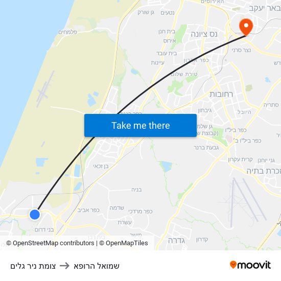 צומת ניר גלים to שמואל הרופא map