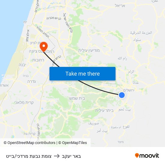 צומת גבעת מרדכי/בייט to באר יעקב map