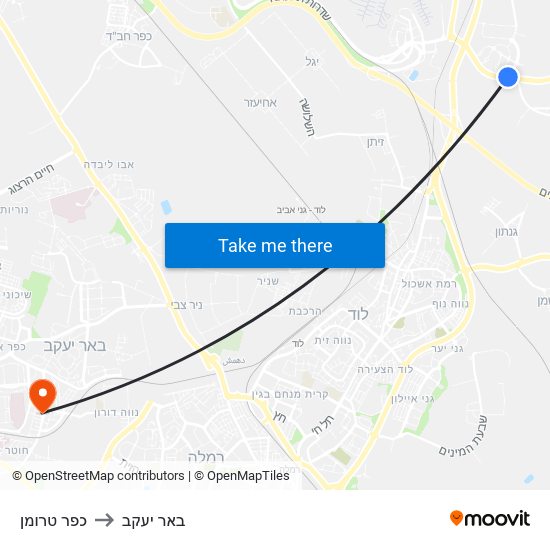 כפר טרומן to באר יעקב map