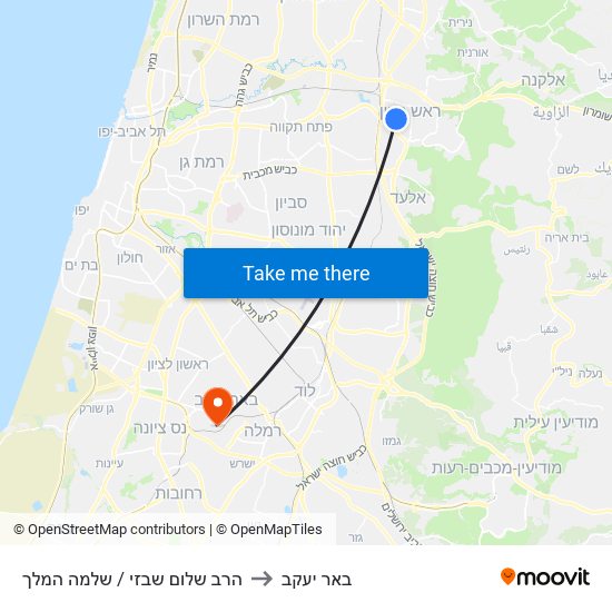 הרב שלום שבזי / שלמה המלך to באר יעקב map