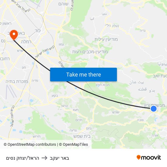 הראל/יצחק נסים to באר יעקב map